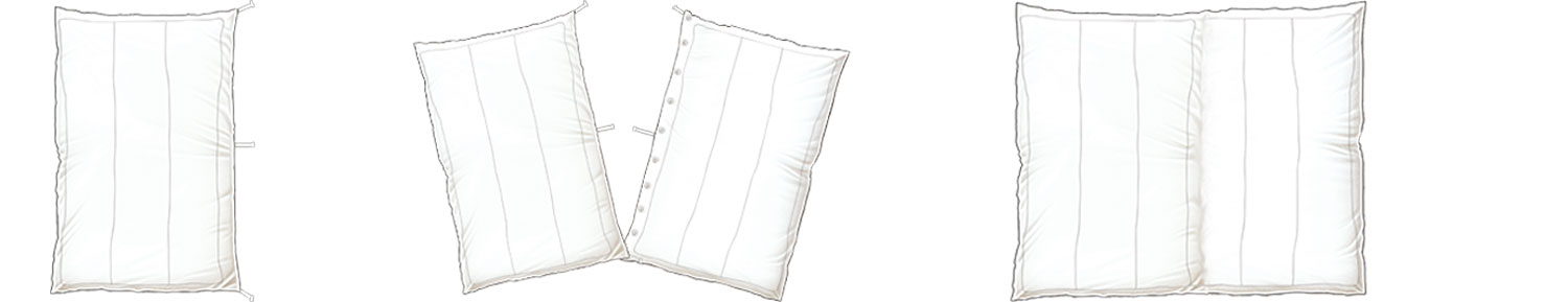 Diagram to show how to put your duvet together to create one.