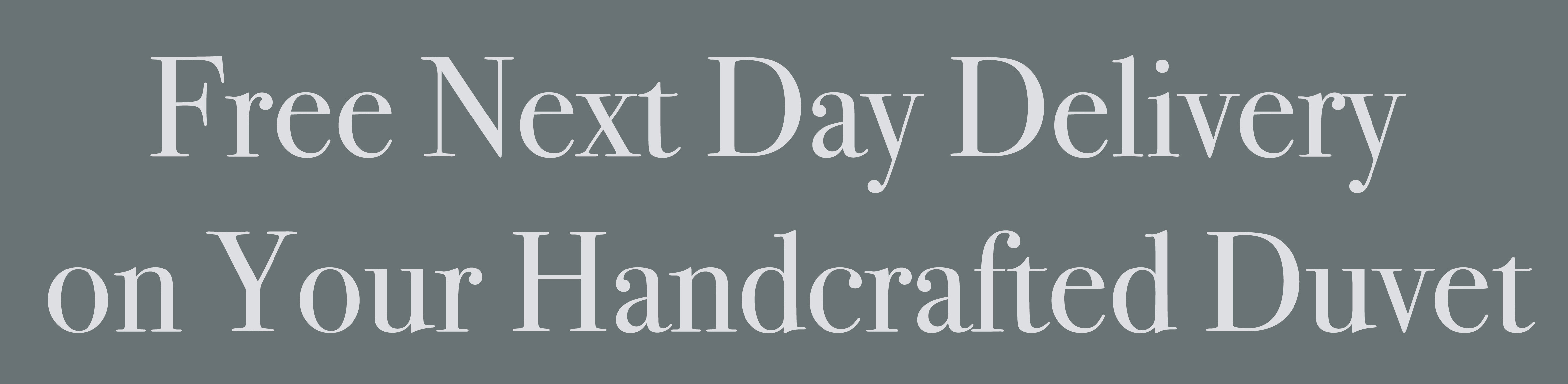 Free next day delivery on your handmade duvet text box banner